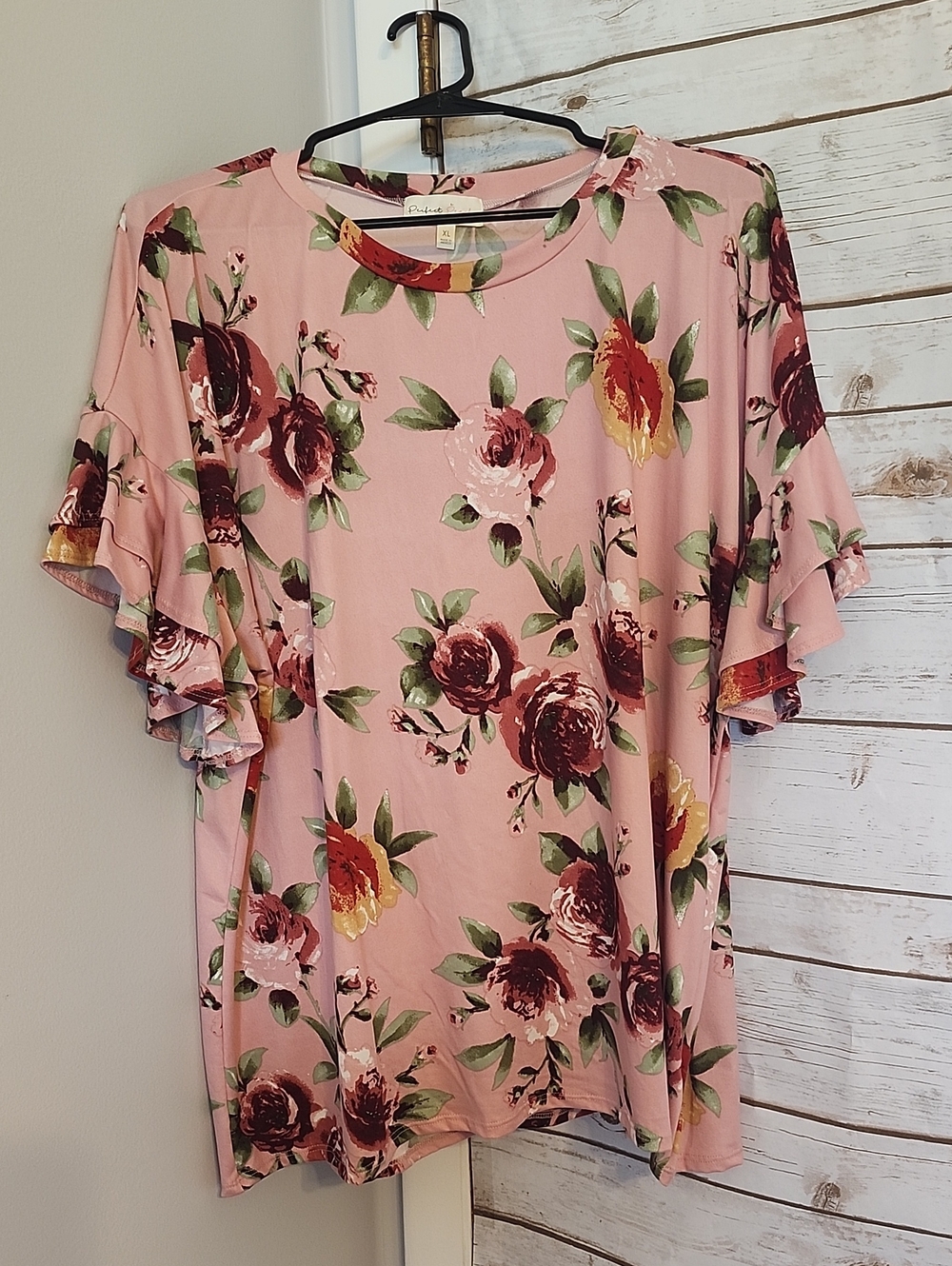 Pink Floral Ruffle Sleeve Top - NEW
